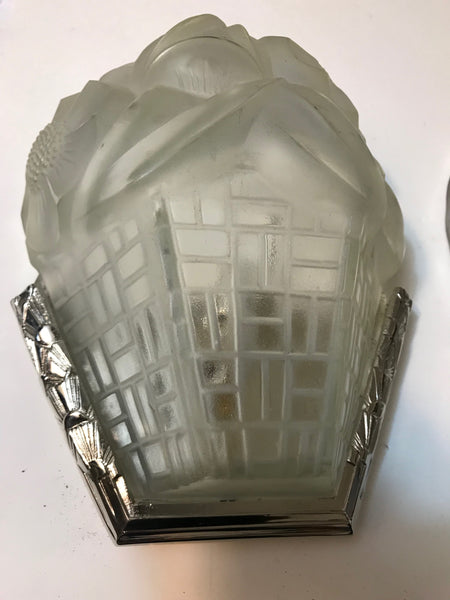 Pair of French Art Deco Wall Sconces Signed by Degue