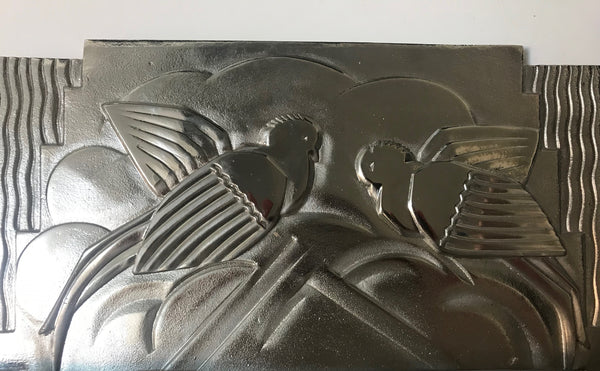 Pair of French Art Deco Bird Sconces with Geometric Motif by Sabino