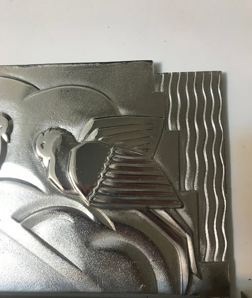 Pair of French Art Deco Bird Sconces with Geometric Motif by Sabino