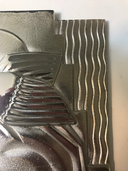 Pair of French Art Deco Bird Sconces with Geometric Motif by Sabino