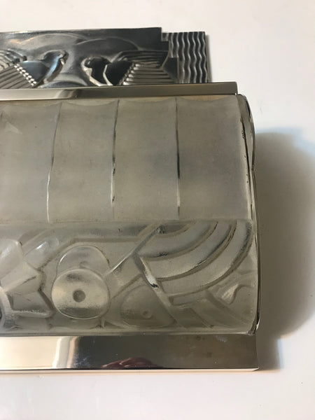 Pair of French Art Deco Bird Sconces with Geometric Motif by Sabino