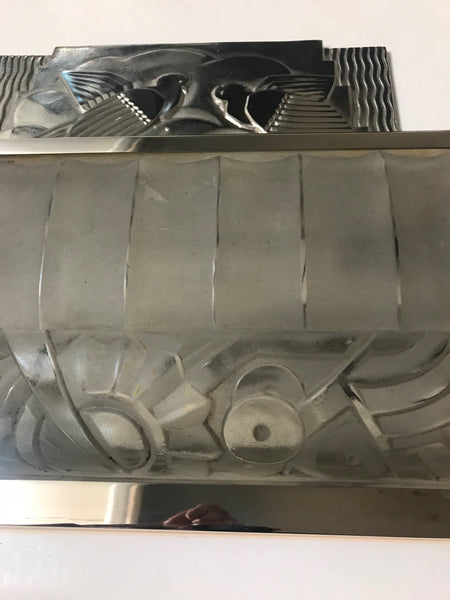 Pair of French Art Deco Bird Sconces with Geometric Motif by Sabino