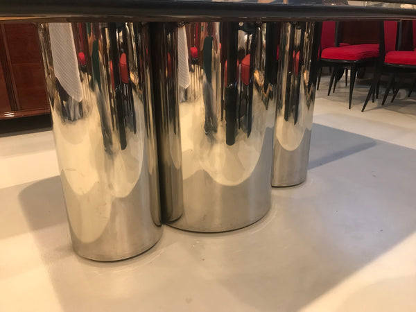 Black Granite and Chrome Dining Table