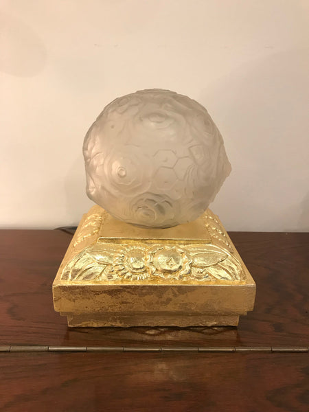 Pair of French Art Deco Floral Table Lamps Signed by Sabino