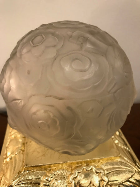 Pair of French Art Deco Floral Table Lamps Signed by Sabino