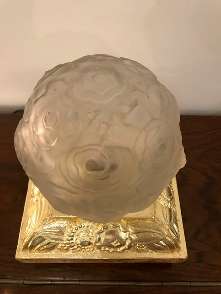 Pair of French Art Deco Floral Table Lamps Signed by Sabino