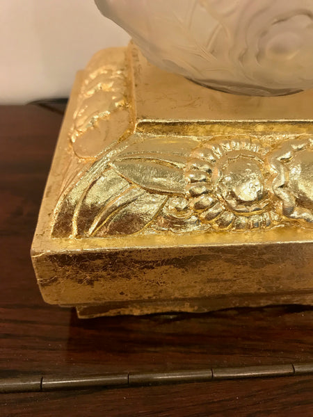 Pair of French Art Deco Floral Table Lamps Signed by Sabino