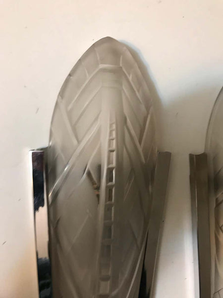 Pair of French Art Deco Geometric Sconces Signed by Sabino