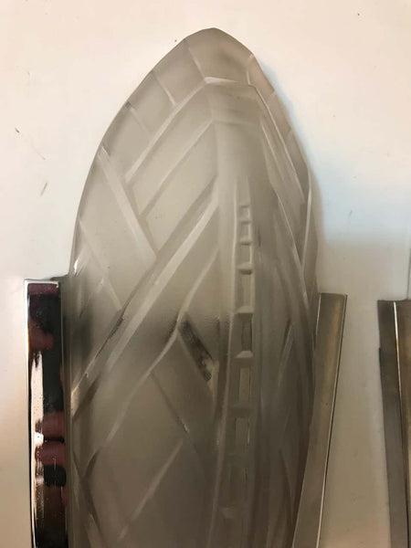 Pair of French Art Deco Geometric Sconces Signed by Sabino