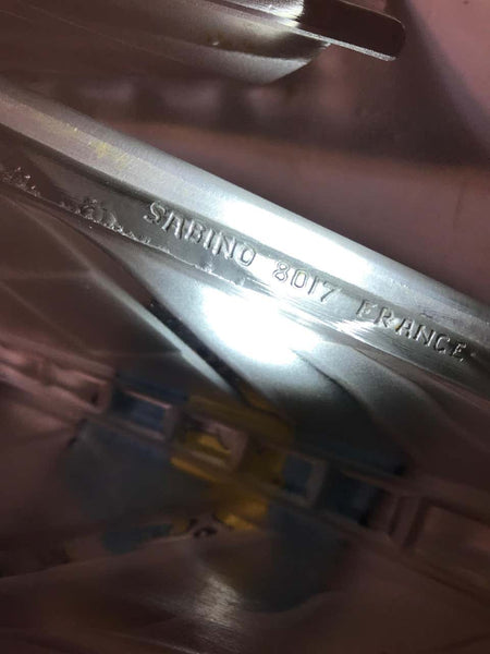 Pair of French Art Deco Geometric Sconces Signed by Sabino