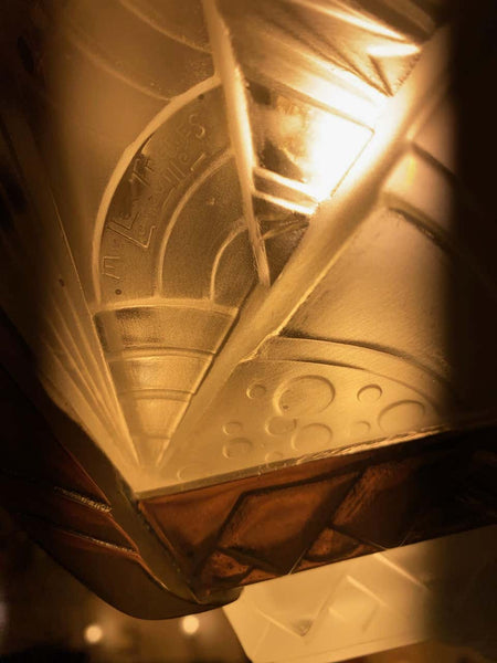 French Art Deco Geometric Chandelier Signed by Muller Frères Luneville