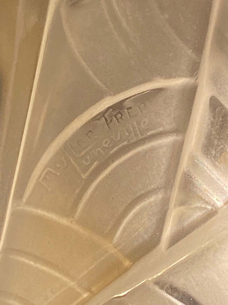 French Art Deco Geometric Chandelier Signed by Muller Frères Luneville