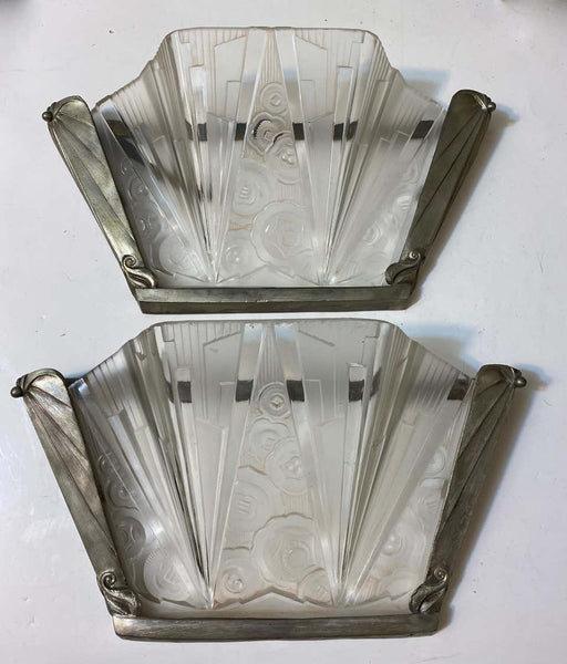 Pair of French Art Deco Wall Sconces Signed by Hettier Vincent