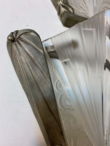 Pair of French Art Deco Wall Sconces Signed by Hettier Vincent