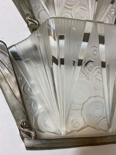 Pair of French Art Deco Wall Sconces Signed by Hettier Vincent