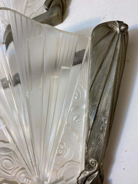 Pair of French Art Deco Wall Sconces Signed by Hettier Vincent