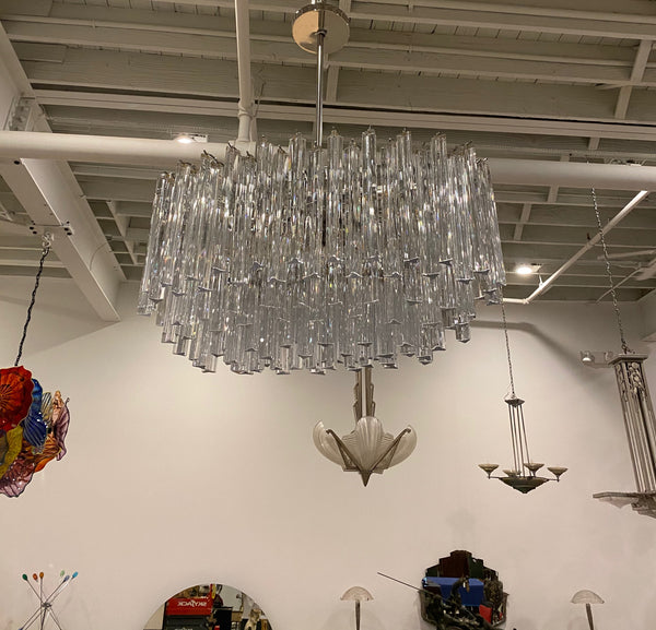 Italian Mid-Century Oval Glass Murano Chandelier
