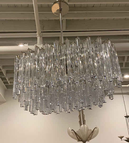Italian Mid-Century Oval Glass Murano Chandelier