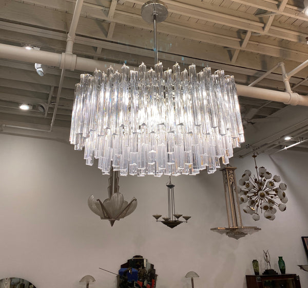 Italian Mid-Century Oval Glass Murano Chandelier