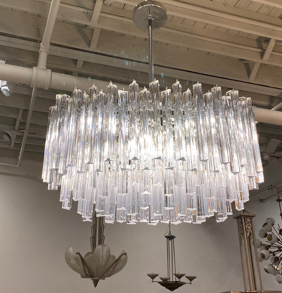 Italian Mid-Century Oval Glass Murano Chandelier
