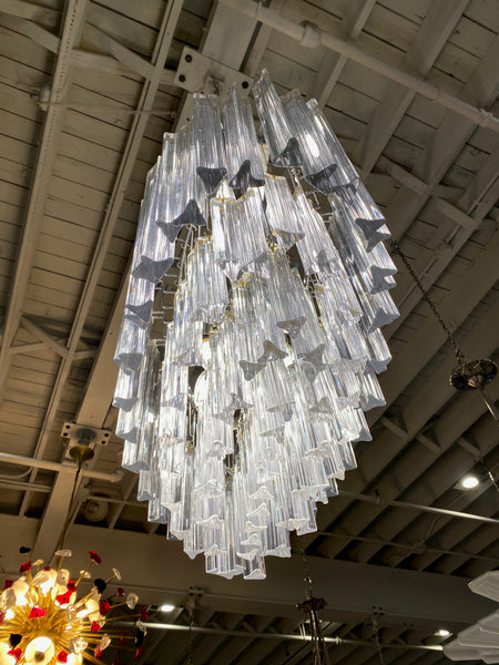 Italian Mid-Century Oval Glass Murano Chandelier