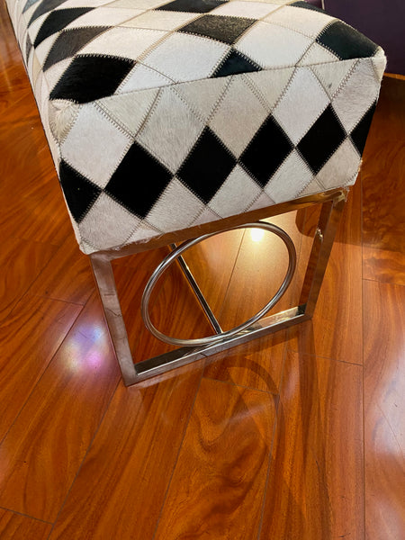 Modern Chrome and Cowhide Bench