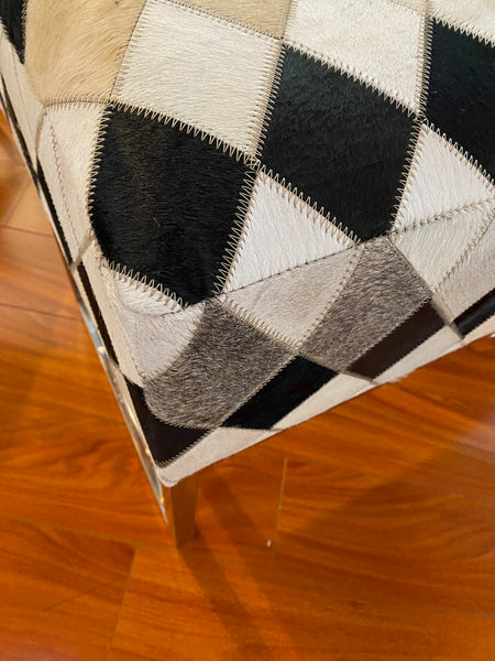 Modern Chrome and Cowhide Bench