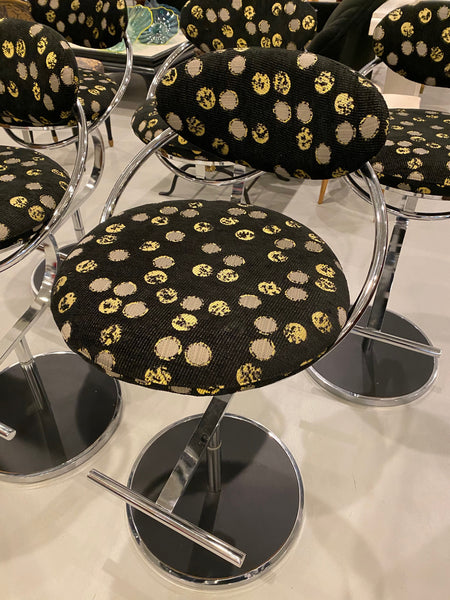 Modern Set of Five Chrome Bar Stools