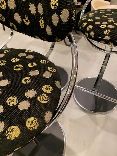 Modern Set of Five Chrome Bar Stools