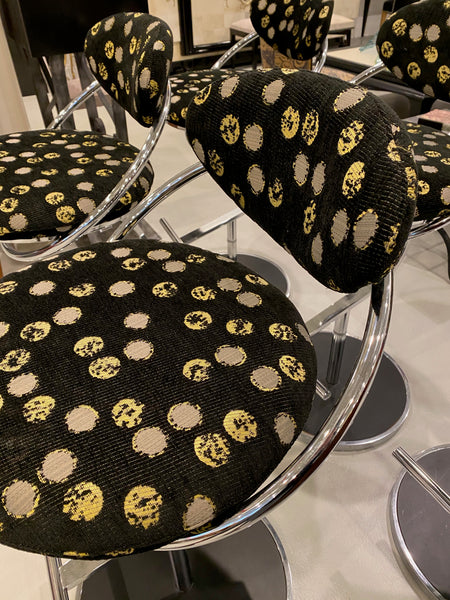 Modern Set of Five Chrome Bar Stools