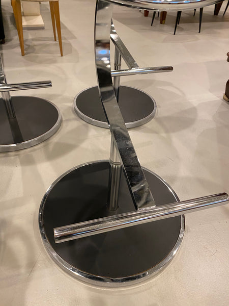 Modern Set of Five Chrome Bar Stools