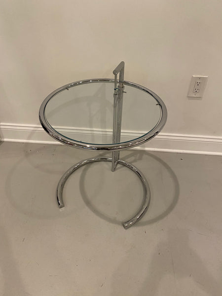 Mid-Century Modern Chrome and Glass Adjustable Table