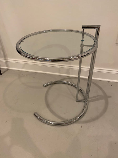 Mid-Century Modern Chrome and Glass Adjustable Table