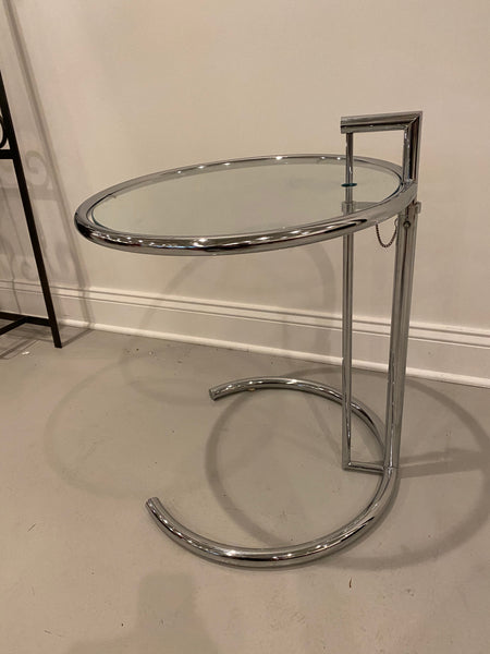 Mid-Century Modern Chrome and Glass Adjustable Table