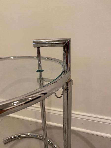 Mid-Century Modern Chrome and Glass Adjustable Table