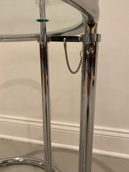 Mid-Century Modern Chrome and Glass Adjustable Table