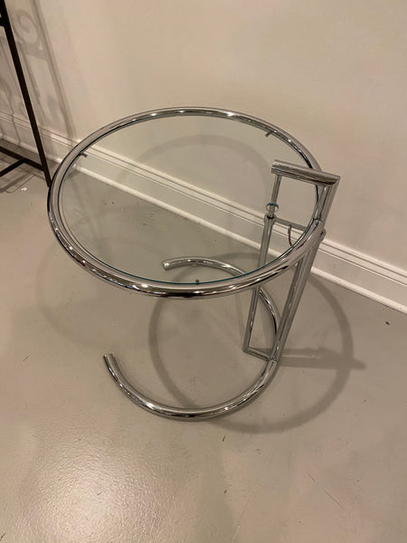 Mid-Century Modern Chrome and Glass Adjustable Table