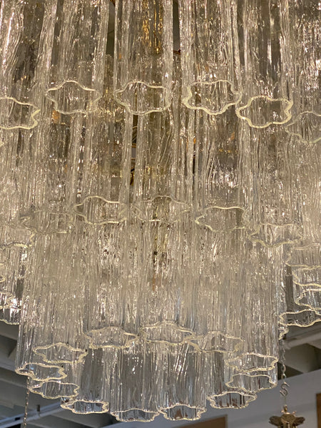 Italian Mid-Century Modern Round Three-Tiered Tronchi Chandelier