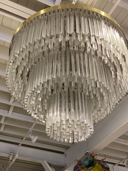 Ballroom Size Midcentury Round Flush Mount Tiered Glass Chandelier