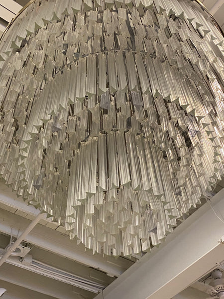 Ballroom Size Midcentury Round Flush Mount Tiered Glass Chandelier