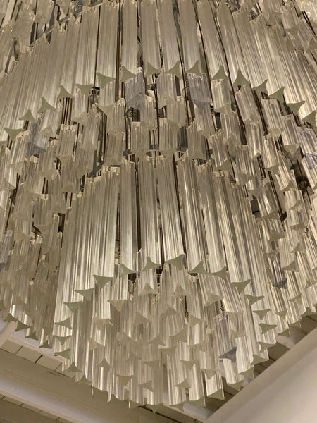 Ballroom Size Midcentury Round Flush Mount Tiered Glass Chandelier