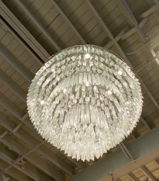 Ballroom Size Midcentury Round Flush Mount Tiered Glass Chandelier