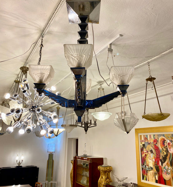 French Art Deco Chandelier Signed by Charles Schneider