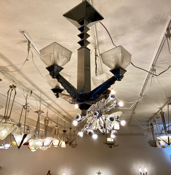 French Art Deco Chandelier Signed by Charles Schneider