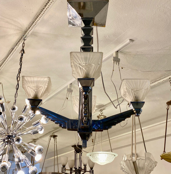French Art Deco Chandelier Signed by Charles Schneider