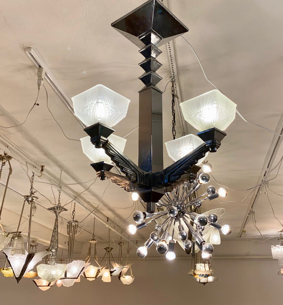 French Art Deco Chandelier Signed by Charles Schneider