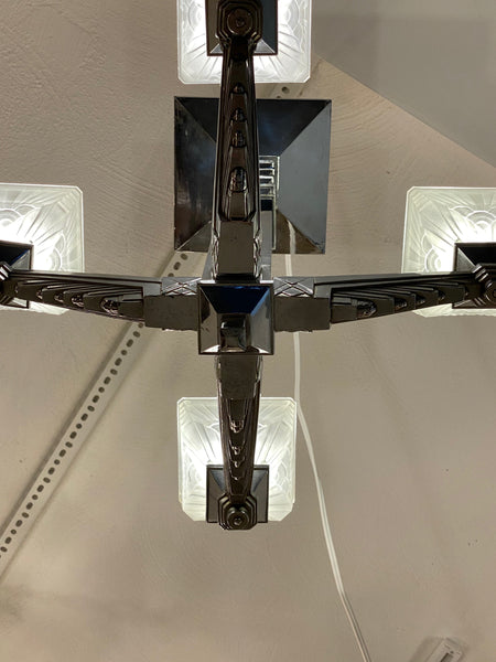 French Art Deco Chandelier Signed by Charles Schneider