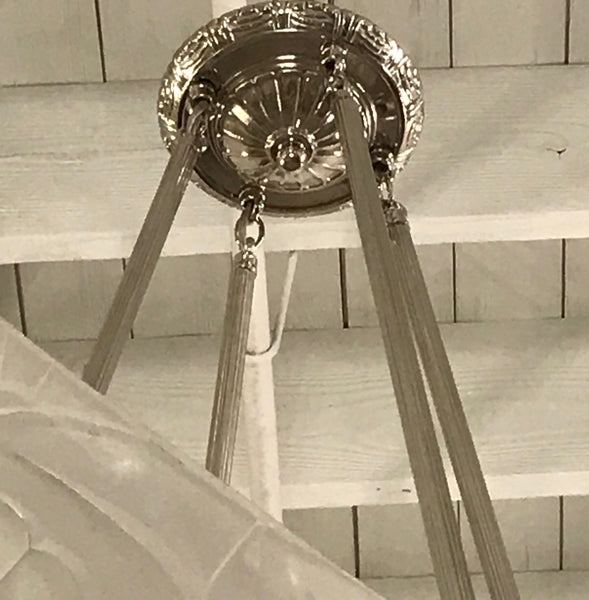 French Art Deco Floral Chandelier Signed by Degué