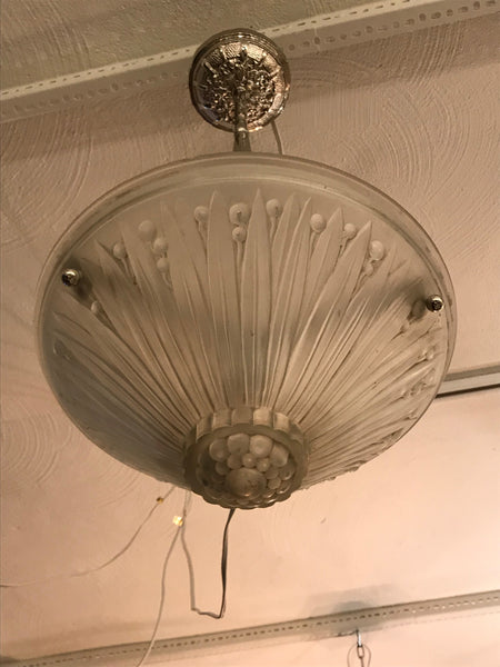 French Art Deco Pendant Chandelier by Verrerie Des Vosges