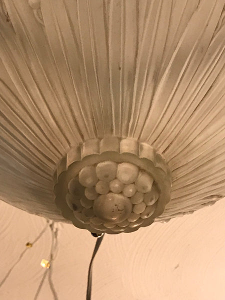 French Art Deco Pendant Chandelier by Verrerie Des Vosges